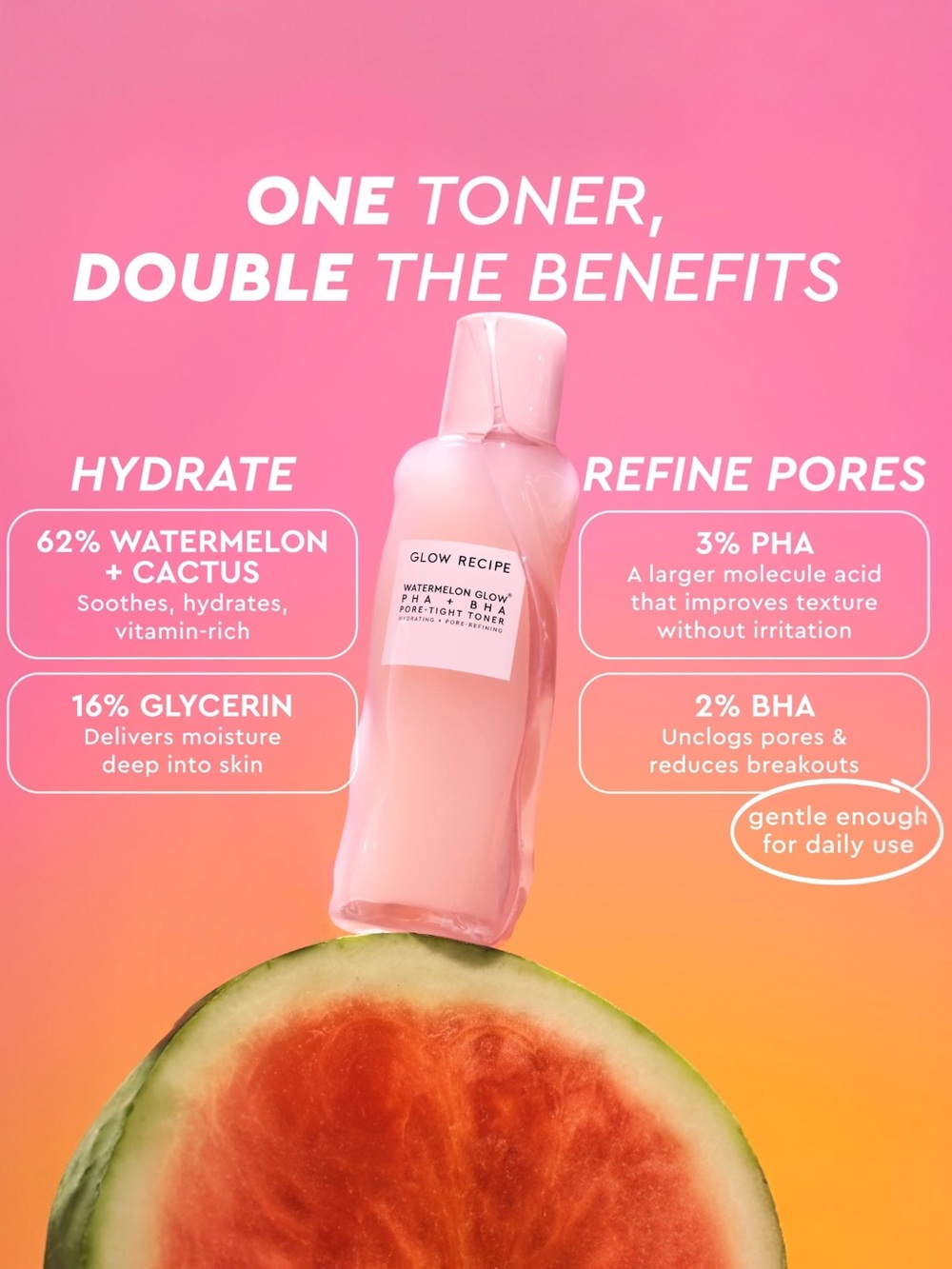 ๐ชท Glow Recipe Watermelon Glow Pore-Tight PHA+BHA Hydrating Toner FULL SIZE 150mL